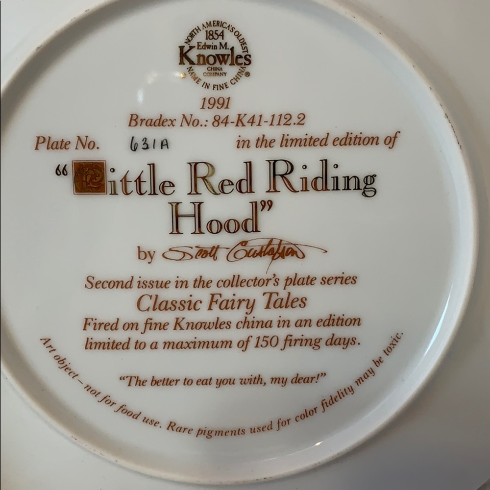 PLATE #2 Knowles Little Red Riding Hood Classic Fairy Tale Collector Plate NEW - Picture 4 of 8